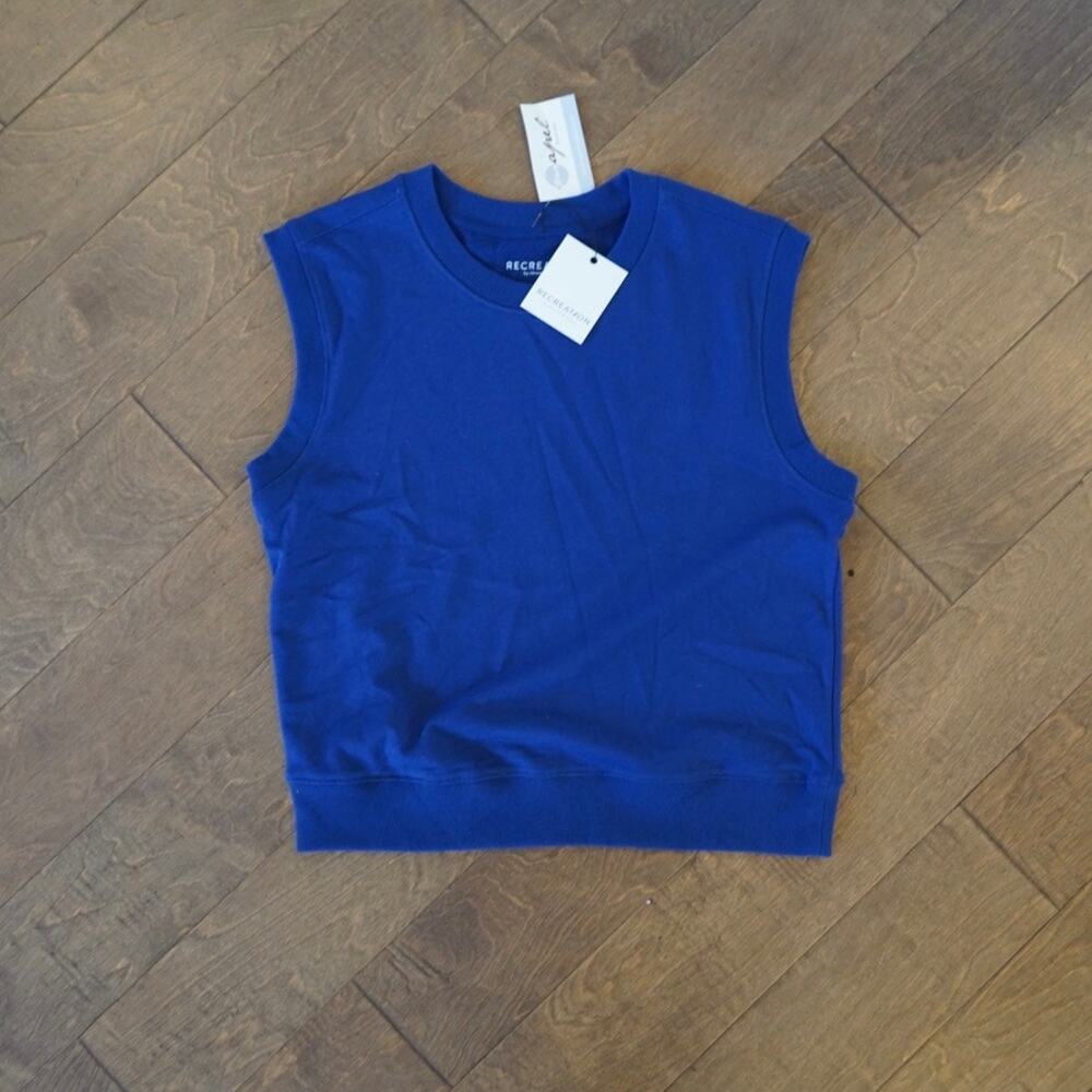 NWT Recreation by Thread & Supply Sleeveless Sweatshirt Top Blue Womens SZ Large